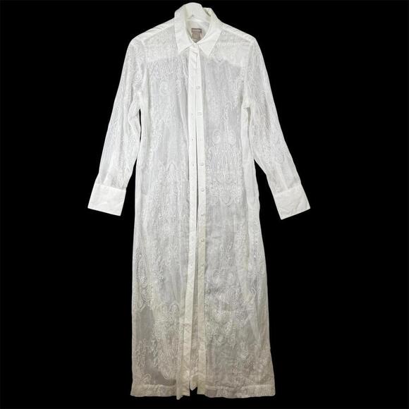 Chico's Sweaters - Chicos Women's Size One Size White Lace Detail Button Down 3/4 Sleeve Duster